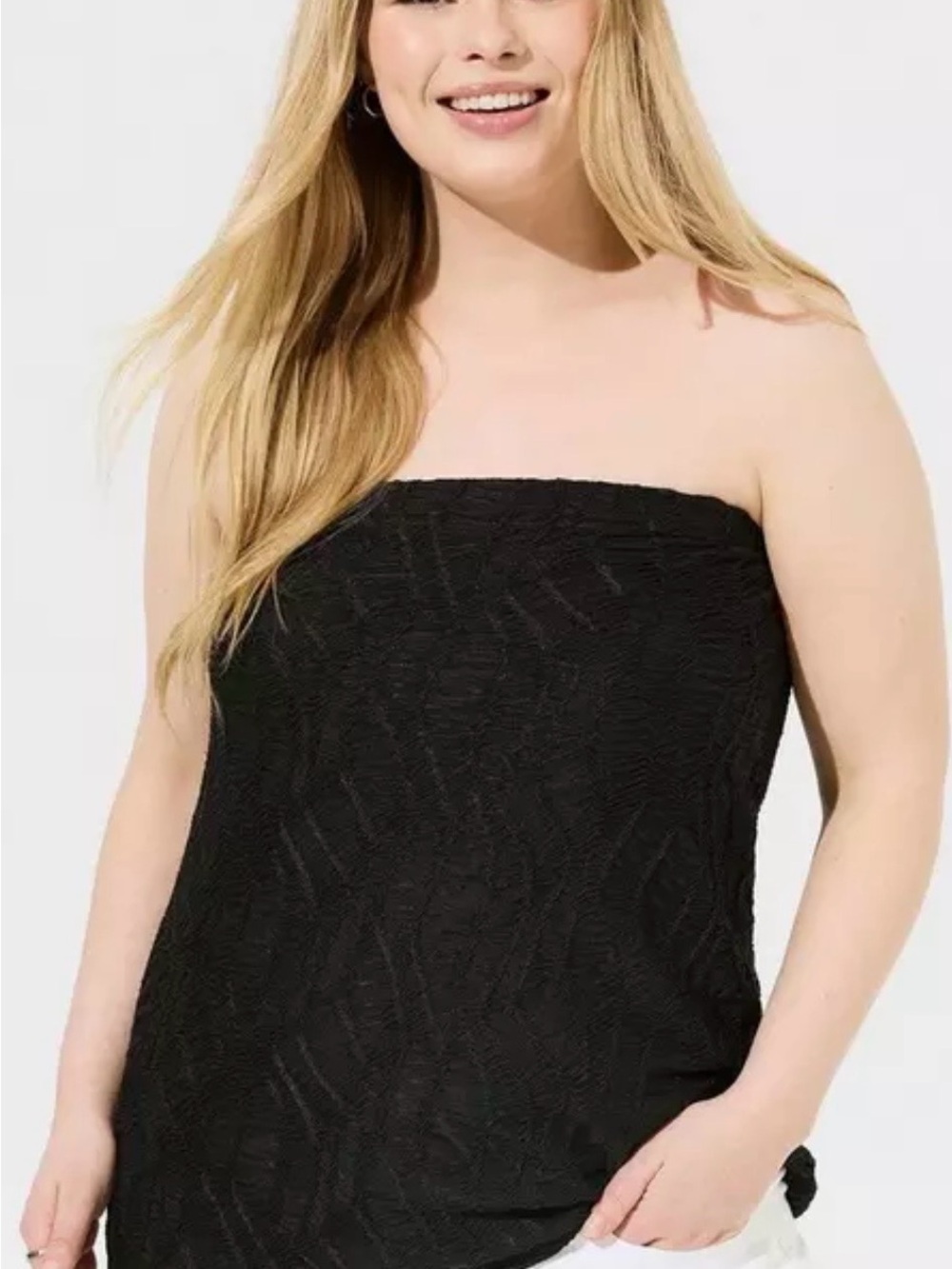 torrid Black Strapless Textured Top (Boob Tube)